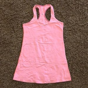 Lululemon cool racer back I tank size 6 orange pink melon reversible long